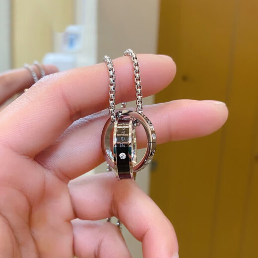 MZMZ platinum necklace men's new fashion decoration pt950 platinum double ring pendant Valentine's Day gift for boyfriend local warehouse next day delivery light luxury fashion trend necklace