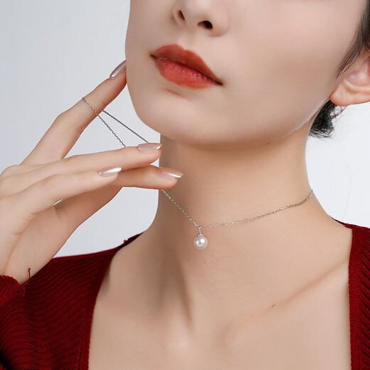 Tahiti akoya pearl pendant 18K gold diamond seawater pearl necklace for girlfriend akoya 8.5-9mm +925 silver chain