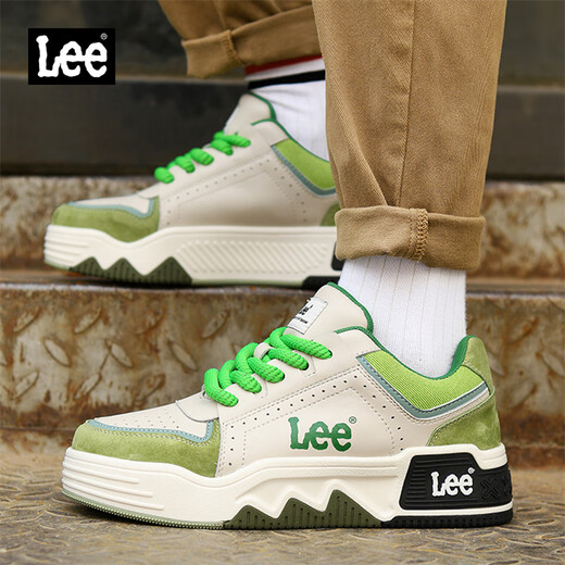 Lee casual shoes for men 2025 autumn casual sports sneakers for men thick sole heightening bread shoes for men green 40