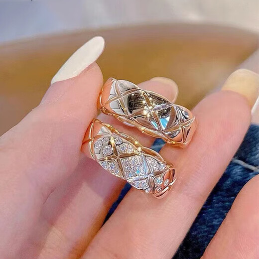 DR GRAFFCARNY 18K gold ring for men coco rhombus classic 18k diamond ins stack wide and narrow version small fragrance niche couple white gold-diamond-width 9MM US size 9 gold store size 18-20