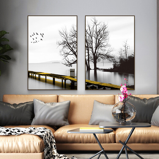 YIJLJ北欧风客厅装饰画沙发背景墙背轻奢挂画现代简约ins餐厅风景壁画 旅途13603/8561 60*80+晶瓷画面+铝合金金框