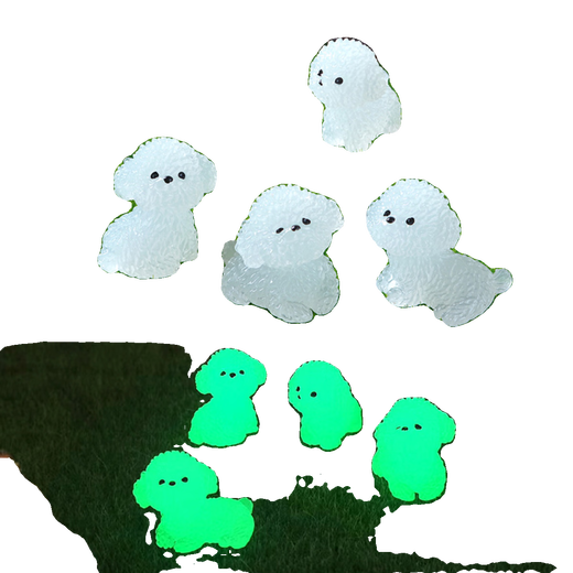 Japón y los Estados Unidos Nuevo estilo luminoso lindo cachorro micro paisajismo planta en maceta paisajismo pequeños adornos de automóviles de automóviles consola de perro luminoso accesorios luminoso bichon dog 4 [un set]