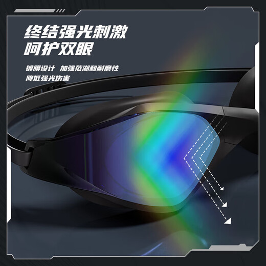 Li Ning (LI-NING) swimming goggles for men and women, waterproof coating swimming goggles, professional high-end racing adjustable mid-frame swimming goggles 1311 black