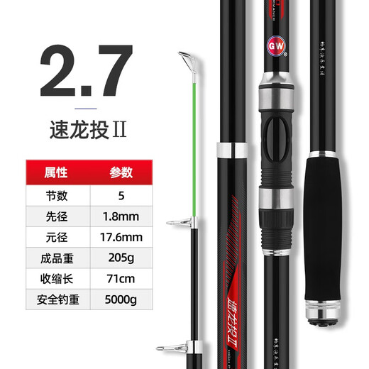 Guangwei (GW) Guangwei (GW) Guangwei Aero Dragon Toll Second Generation Sea Fishing Rod Super Hard Adjustable Fishing Rod Sea Rod 2.7m