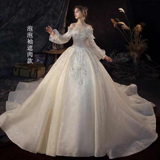Nantang three-color pregnant woman main wedding dress starry sky new style bride temperament large size forest fairy style dreamy cover pregnancy belly full style 3XL
