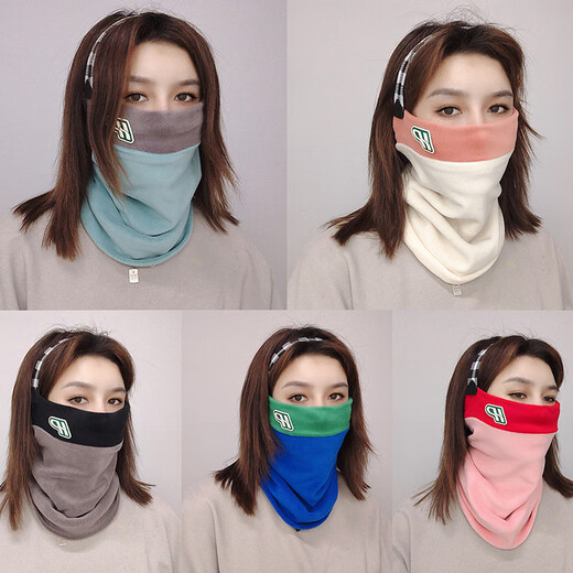 美伦玫冬季脖套女双层加厚保暖奥利绒户外时尚男女渐变套头围脖 3891黑灰色 均码