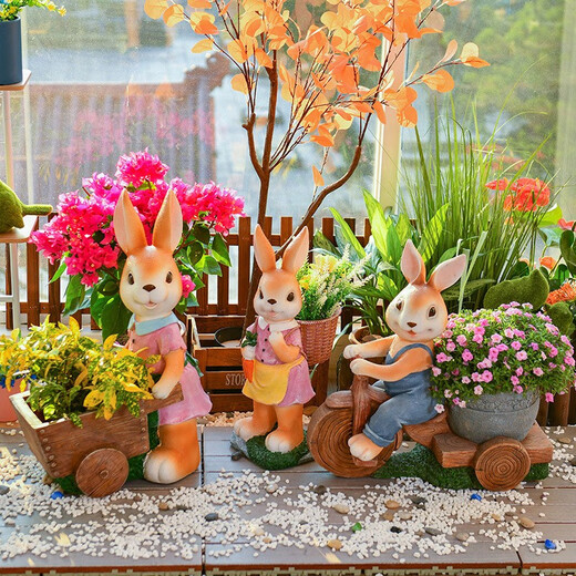 Yimingyuan Garden Decoration Courtyard Floor-standing Simulation Cartoon Rabbit Ornament Living Room Balcony Creative Arrangement Animal Sculpture Backrest Rabbit