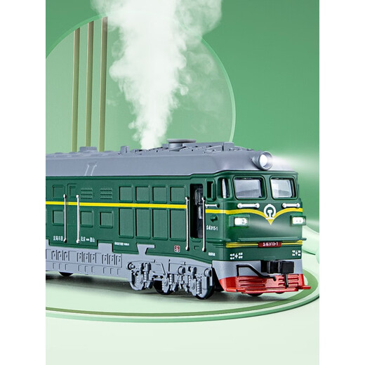 Kaiwei Sprayable Aleación de aleación de aleación de cuero verde Simulación de vapor Locomotive Tren Fuxing Fail de alta velocidad Toy Boy Red Front + Carriage