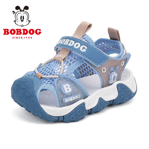 BOBDOG boys' sandals summer new Baotou children's sandals for medium and large children soft-soled baby beach shoes Moonlight Blue/Azure-22075 22 Suitable for feet 13.5cm long
