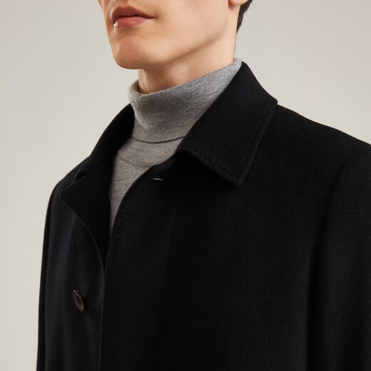 YOUNGOR Men's Coat Men's Single-breasted Jacket Slim Fit Business Coat Wool Blended Down Liner VYSY015110AFY Black L 175/96A