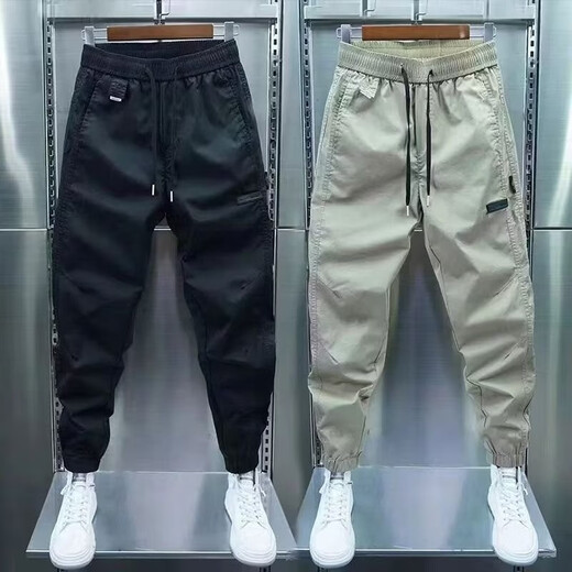 Pantalons décontractés de haute qualité de haute qualité pour garçons avec une salopette de taille polyvalente pour le printemps et l'automne Nouveau style pour les hommes pour les sports confortables et respirants 200 kaki [printemps et automne] xl