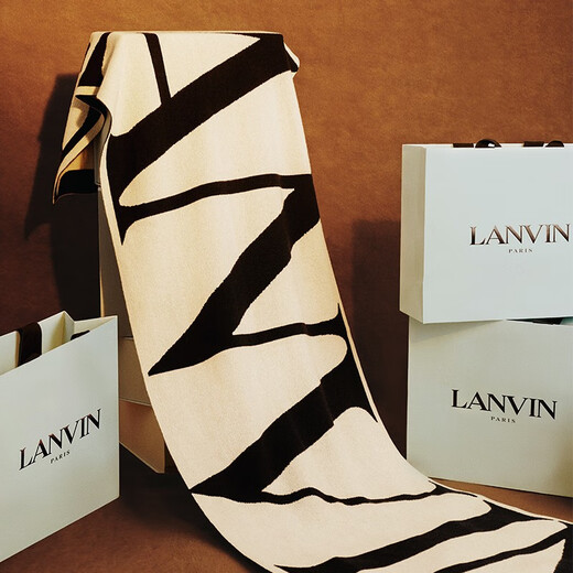 Lanvin (LANVIN) classic black and white cashmere LOGO scarf cashmere thickened and warm black/white