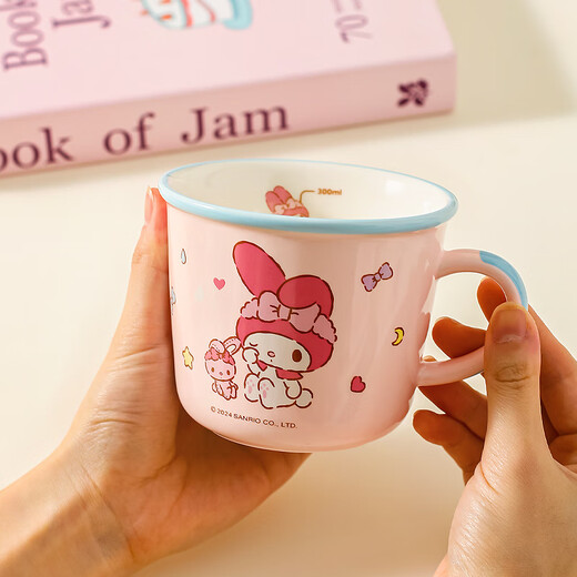 Kawashimaya Sanrio Mug Children's Cup Home Drinking Cup Cute Ceramic Scale Milk Cup Breakfast Cup Genuine Melody Mug-Color Box