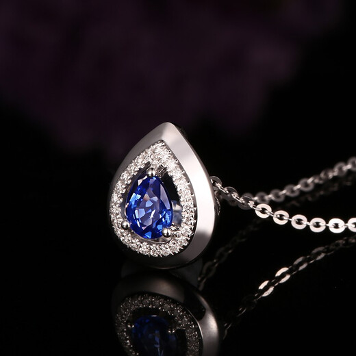 Tingliang 0.5 carat royal blue sapphire necklace 18K gold inlaid diamond color treasure pendant ready-made single pendant