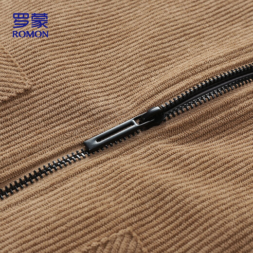 ROMON jacket men's autumn and winter lapel comfortable top business casual corduroy jacket men 2422 black thickened 3XL