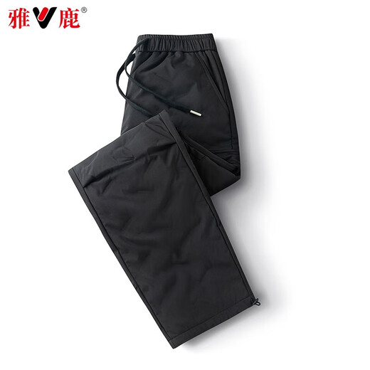 Yalu Down Pants Women's Outerwear 2025 Winter New Warm Straight Slim High Waist Workwear Thickened Elastic Waist Pants Black L Recommended 115-130Jin Jin equals 0.5 kg