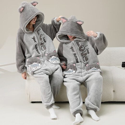 Junge Liebeswörter Pyjama für Männer und Frauen Paare Korallen Samt Herbst und Winter plus Samt verdickte große Größe von Jugendlichen Casual Home Clothing-Anzüge von YPF3890 Frauen M-Größe (80-100jin [Jin gleich 0,5 kg]))