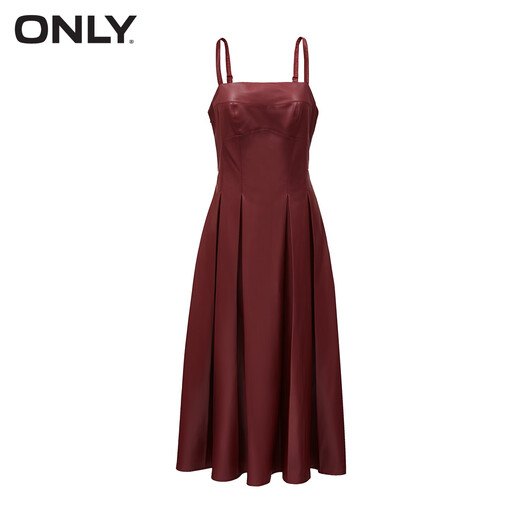ONLY秋冬时尚休闲百搭纯色吊带百褶连衣裙女|12347Y001 HAZ檀木红ROSEWOOD_LEATHER23 XS 155/76A