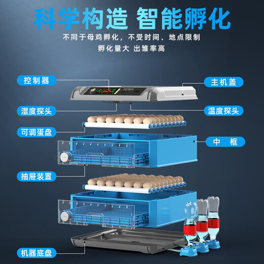 Incubator egg incubator household small fully automatic rutin chicken egg incubator chicken duck goose incubator smart incubator 128 pieces automatic water replenishment pull-out single power supply