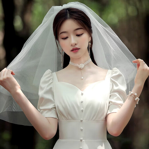 极度空间 头纱领证求婚布置生日装饰表白道具新娘头饰拍照儿童头纱