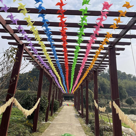 Yingrong Windmill Outdoor Dekoration Sport trifft Kindergärtner Kinder handgefertigtes Windmühlenspielzeug hängen Salon Vierblatt Diagonaldurchmesser 17cm100 gemischte Show Siehe das Hauptbild