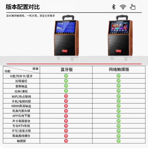 Konka square dance audio with display screen wireless microphone home singing karaoke all-in-one outdoor live performance network touch song large volume video trolley speaker 20-inch touch version + 2 microphones + 32GU disk