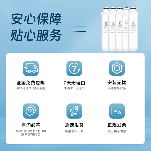 
Pure Jing suitable for Midea water purifier filter element S1 series PAC composite C1 front activated carbon C2 rear activated carbon RO reverse osmosis membrane water purifier filter element general MRO1592-50G [full set of F1 series four]