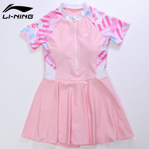 Li ning (li-nun) Kinder Badeanzug Mädchen Ein-Kleid-Flachwinkel Badeanzug bequem schnell trocknend Schwimmen Heiße Frühling Badeanzug 733 Pink 140