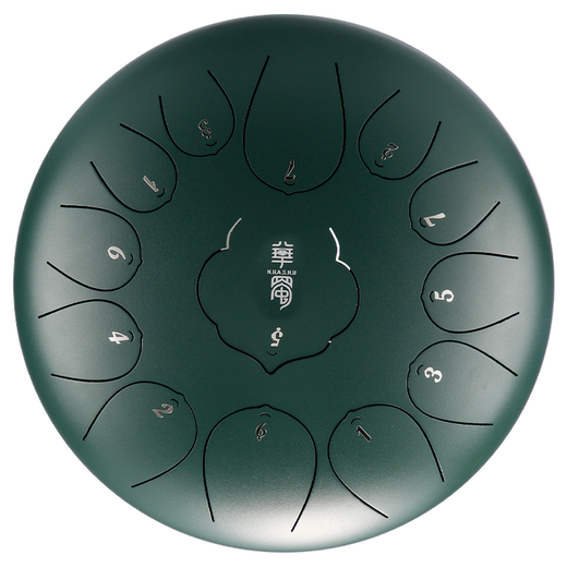 hluru空灵鼓15音14寸莲花款色空鼓空灵琴钢舌禅音鼓初学专业级打击乐器 【大小鼓套装】藏青色+双鼓架