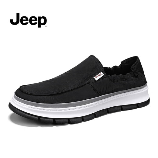 Jeep canvas shoes for men in summer new product breathable one-foot lazy shoes ice silk cool youth anti-slip soft sole casual shoes for men black (sports size) 44 (270mm)
