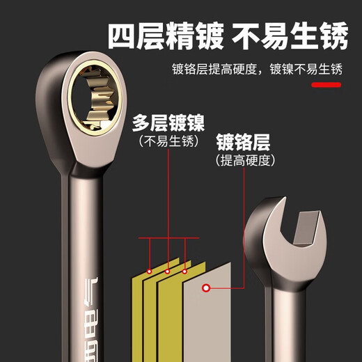 DELIXI ELECTRIC dual-purpose ratchet wrench set tool open-ended wrench home car repair and maintenance labor-saving board 14-piece set