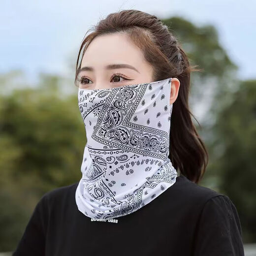 影眛防晒脸罩遮脸冰丝面罩面纱夏季遮全脸护颈薄款脸罩围脖女 腰果面罩【黑色】