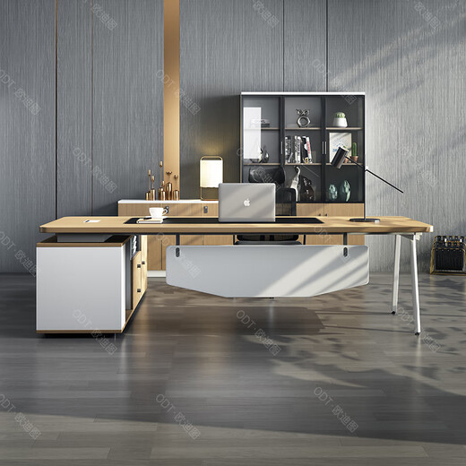 OUDITU Desk Boss Desk Simple Modern Office Furniture President Manager Office Desk and Chair Combination Single Executive Desk Walnut Wood 1.8 Meter Boss Desk