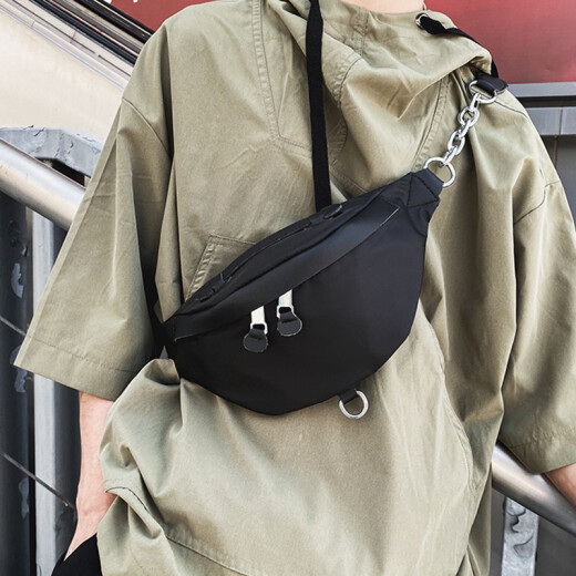 Branno nylon chest bag for women ins trend 2020 new casual shoulder crossbody bag for men versatile fashion Oxford cloth waist bag bouncer bag black