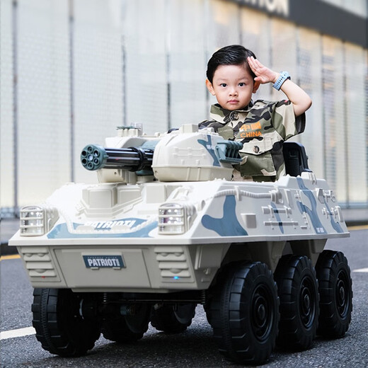 Sardon Samat El vehículo blindado eléctrico para niños Super Grande se puede lanzar con tanques de municiones para hombres y mujeres, automóvil de juguete de control remoto de cuatro ruedas, batería grande de 12 V y tracción en las cuatro ruedas + control remoto + swing + Bluetooth