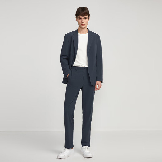 HECHTER Suit Men's fine-lattice textured flat collar liningless suit suit easy to care for dark gray (suit) 52