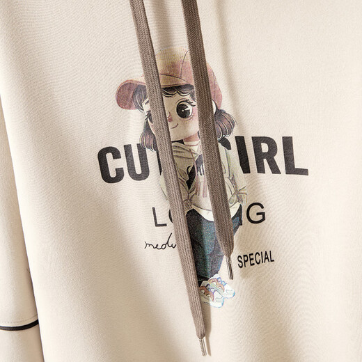 Sibaishe hooded sweatshirt 2025 autumn new women's printed loose casual long-sleeved pullover top