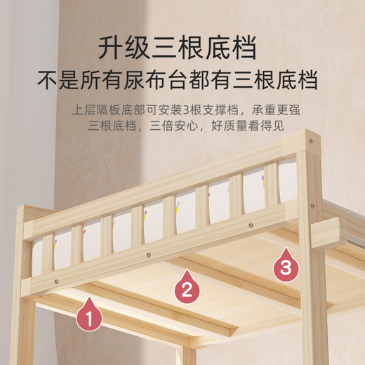 创京懿选尿布台婴儿护理台实木尿布台婴儿护理台宝宝按摩抚触台洗澡收纳多 三层 尿布台