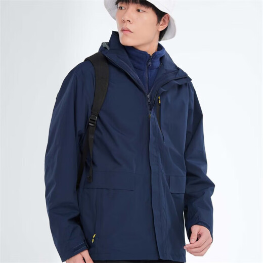 BRELRMON韩版冲锋衣女男防风户外防寒三合一保暖可拆卸滑雪登山服夹克外套 HS12805藏青-男 S