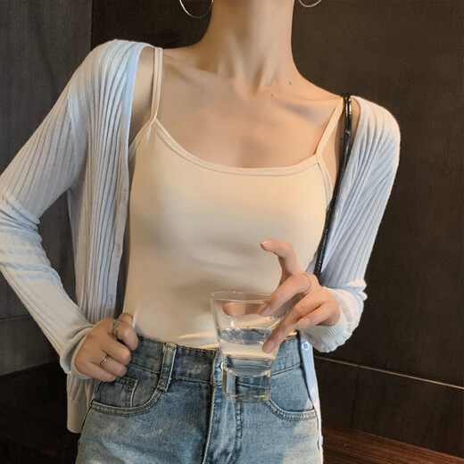 LangSha Modal Small Camisole Women's Padded Bottoming Slimming Internet Celebrity Top White L