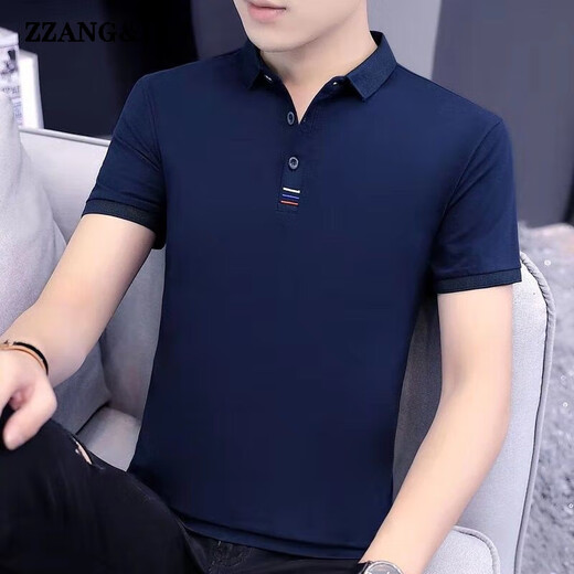 
zzang/ins light luxury high-end brand short-sleeved POLO shirt men's summer new T-shirt loose lapel business casual top A12356 Skylark gray 2XL (recommended 145-165Jin [Jin equals 0.5 kg])