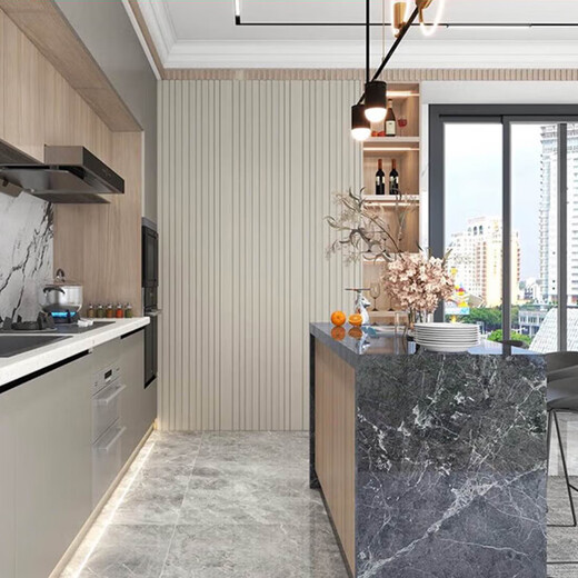 Haier kitchen cabinets custom integrated cabinets modern minimalist kitchen integrated kitchen whole house customized quartz stone countertops limited to Beijing 500 prepayment