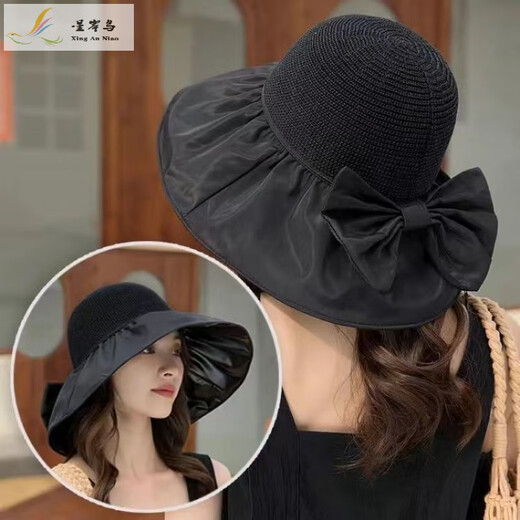 Star Bird 2024 Neues Geschenkhut für Frauen im Sommer Internet Promi Sun Hut Big Bim Fischer Vinyl Hat Koreanische Version Sonnenschutzhut Off White (Storage Bag Style)
