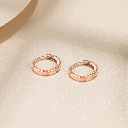 Safir 18K gold earrings for women, rose gold interlocking double hoop earrings for girlfriend, one pair, price - K red