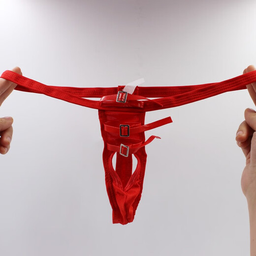 Men's fun underwear with sexy holes, tied thong, T-pants, easy to enter and exit, 60Jin Jin is equal to 0.5kg, inner couple, triangle with holes, black