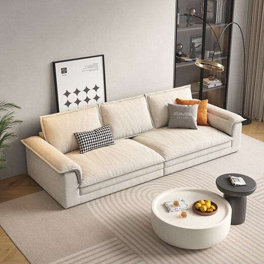 Dipu Creme -Stil -Technologie -Stoffsofa Wohnzimmer Einfaches kleine Wohnung extra groß sitzen tiefe direkte Katzen Crack Segelboot 671 Sofa 2,2 m Lm Katze Riss + UTTP Wabe Sex Baumwolle