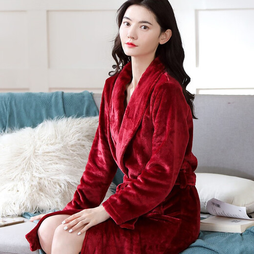 Sensheng Coral Fleece couple pyjamas pyjamas pyjamas épaissis de robe de matin chaude salle de bains de salle de bain en vrac sc-léger salle de bain gris femme y719 hommes et femmes uniques [80-160jin [Jin est égal à 0,5 kg]]]