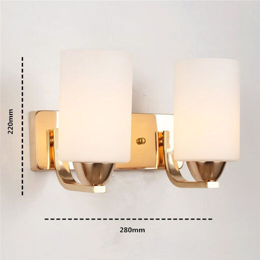 Yaotian simple modern fashion creative bedside glass wall lamp with switch living room lamp bedroom lamp aisle lamp indoor wall lamp gold double head without switch without light bulb