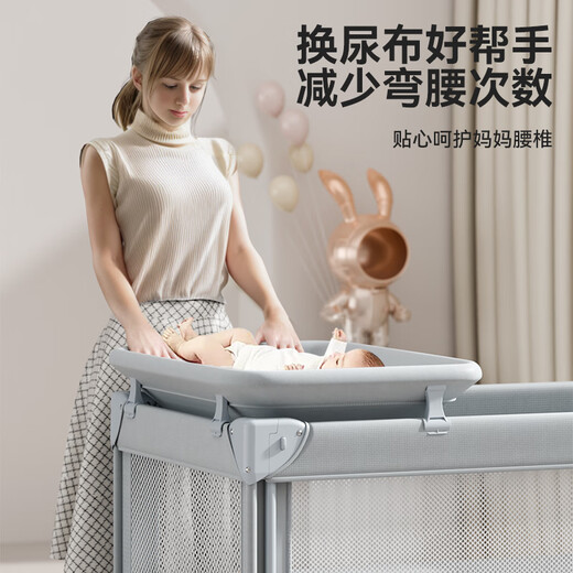 ULOP crib, removable splicing bed, multi-functional folding crib, newborn 0-3 year old baby cradle, cradle, installation-free, one-click folding, mosquito net with diaper table, Yunmeng, sleep-inducing artifact, post pictures, send spine-protecting coconut palm mattress