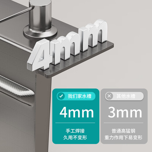 九牧王厨房纳米枪灰色SUS304不锈钢左右下水大单水槽台上中下洗菜盆碗池 【抽拉龙头套餐右下水】银色 680mmX450mm